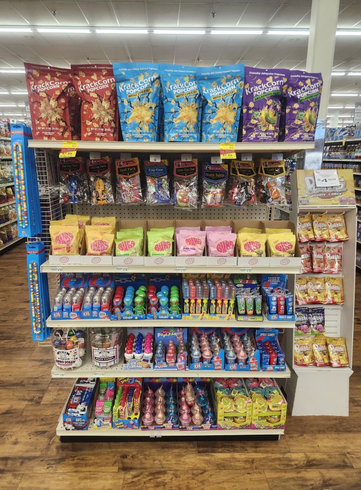 Candy and popcorn endcap